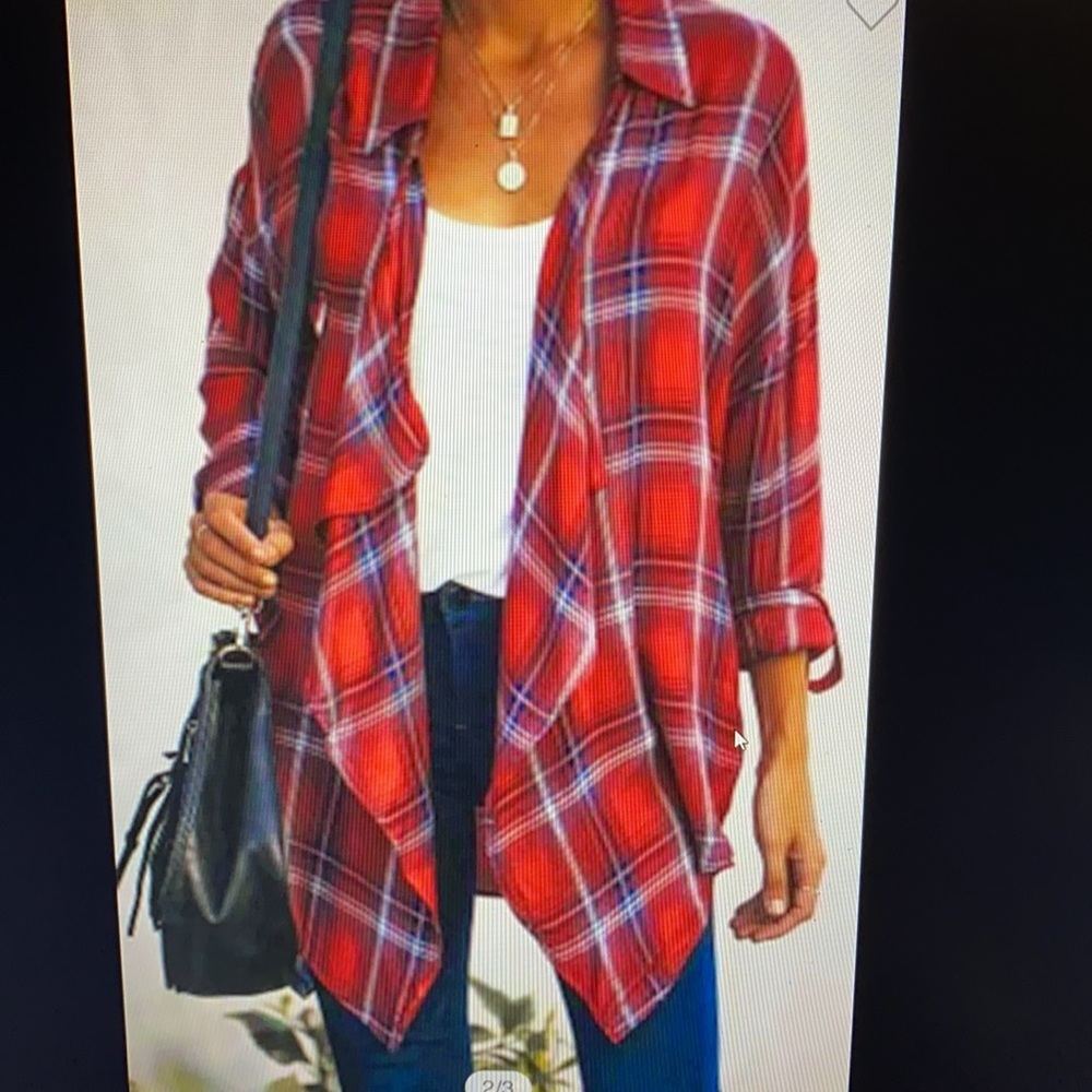 Plaid Casual Long Sleeve Wrap Shirt Top NEW